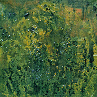 acryl-on-canvas abstract painted green canvas