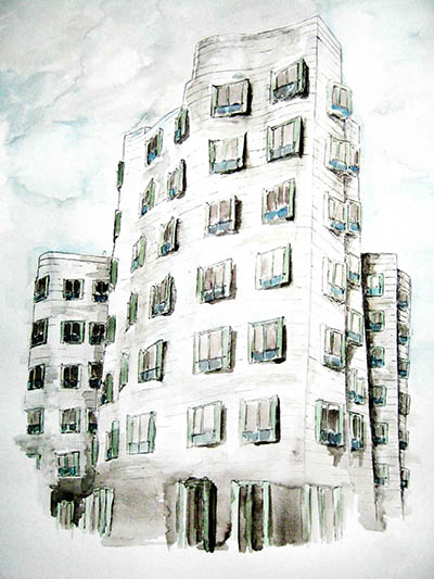 aquarell-on-paper-gehry-bauten